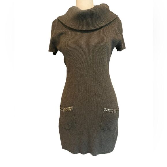 INC International Concepts Women Gray Cowl Neck Sweater Dress L - Picture 1 of 8